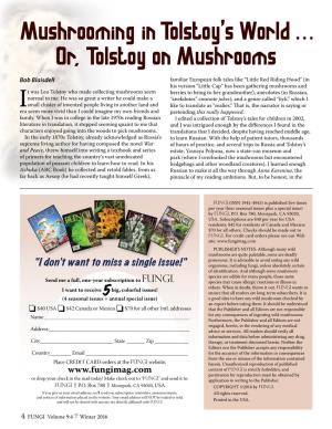 It Was Leo Tolstoy Who Made Collecting Mushrooms Seem