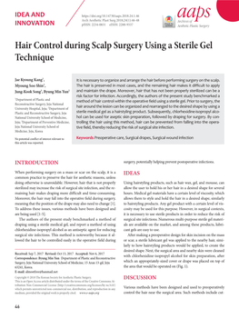 Hair Control During Scalp Surgery Using a Sterile Gel Technique