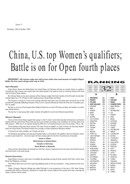China, US Top Women's Qualifiers; Battle Is on For