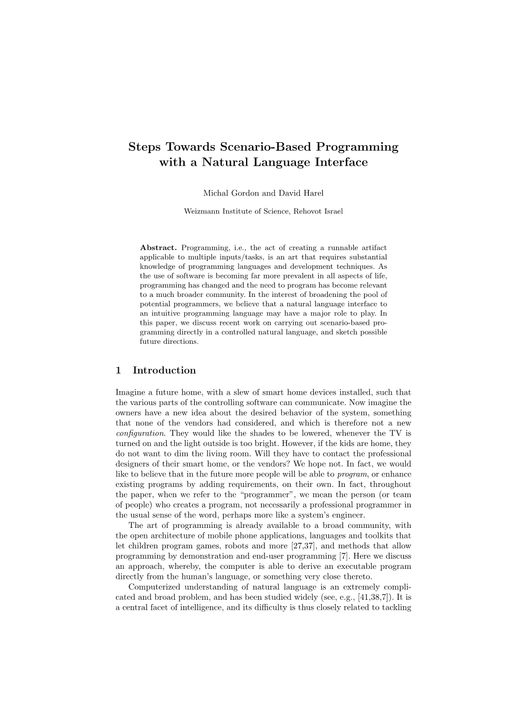 Steps Towards Scenario-Based Programming with a Natural Language Interface