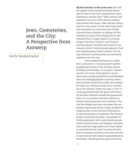 Jews, Cemeteries, and the City: a Perspective from Antwerp