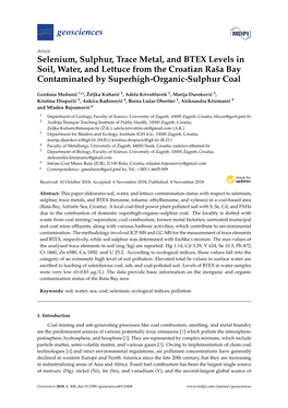 Selenium, Sulphur, Trace Metal, and BTEX Levels in Soil, Water, and Lettuce from the Croatian Raša Bay Contaminated by Superhigh-Organic-Sulphur Coal