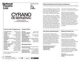 Cyrano De Bergerac Coming Soon an Excerpt from Sue Lloyd’S the Man Who Was Cyrano, a Life of Edmond Rostand