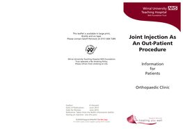 Joint Injection As an Out-Patient Procedure