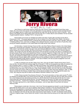 Jerry Rivera Is a Well Known Grammy Award and Latin Grammy Award-Nominated Puerto Rican Salsa Singer