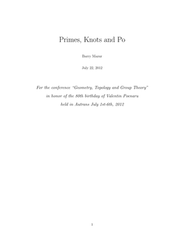 Primes, Knots and Po