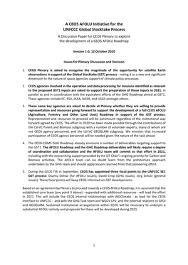 A CEOS AFOLU Initiative for the UNFCCC Global Stocktake Process a Discussion Paper for CEOS Plenary to Explore the Development of a CEOS AFOLU Roadmap