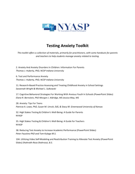 Testing Anxiety Toolkit