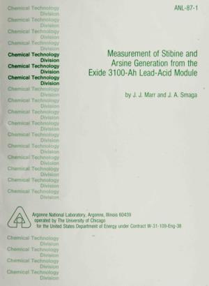 MEASUREMENT of STIBINE and ARSINE GENERATION from the EXIDE 3100-Ah LEAD-ACID MODULE