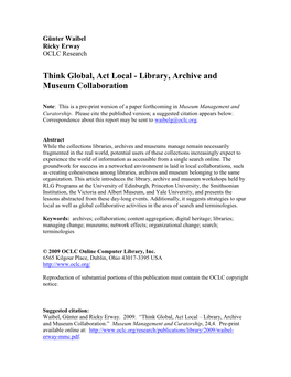 Library, Archive and Museum Collaboration