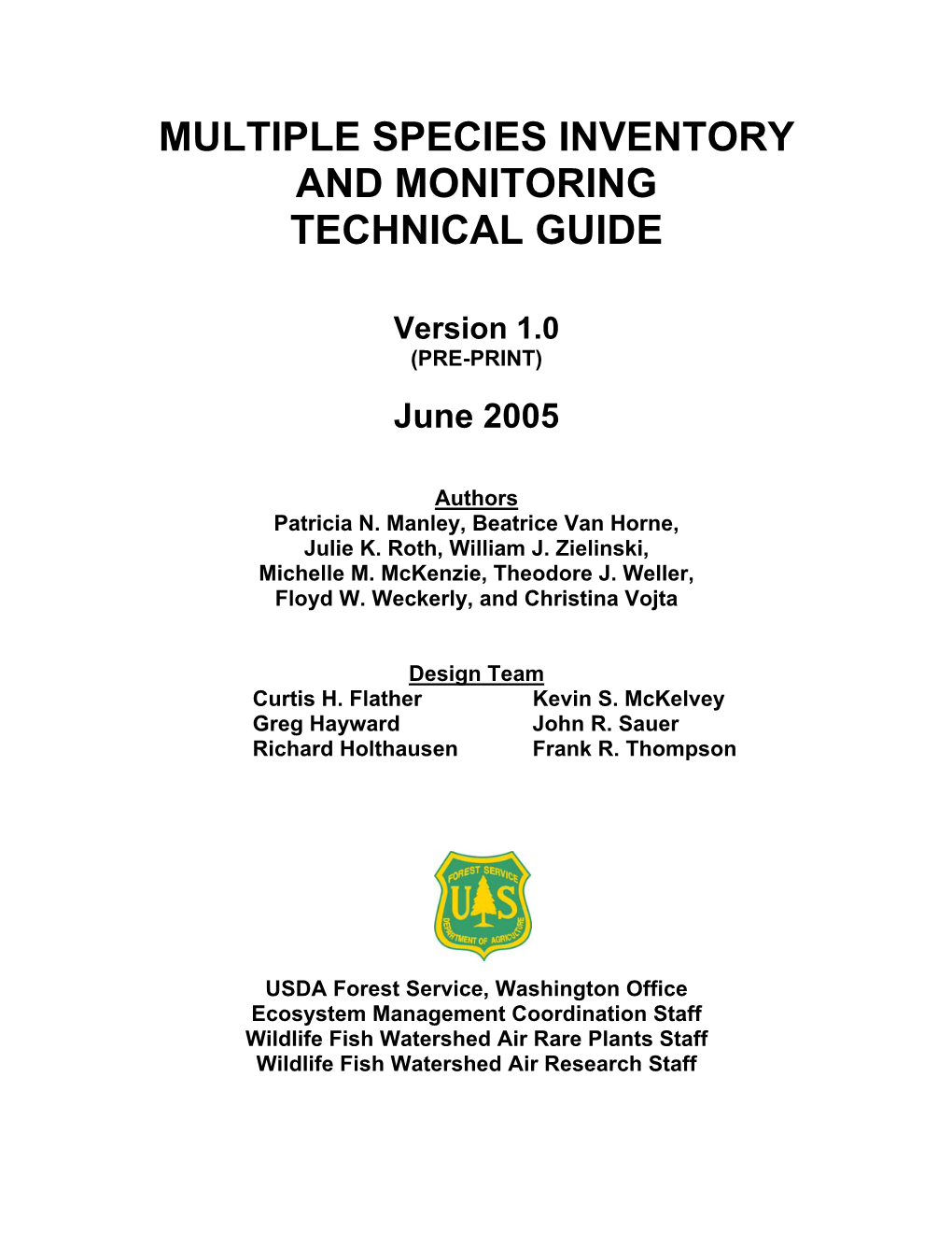 Multiple Species Inventory and Monitoring Technical Guide