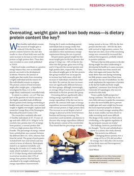 Nutrition: Overeating, Weight Gain and Lean Body Mass—Is Dietary Protein Content the Key?