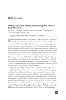 Dewitt Clinton and Amos Eaton: Geology and Power in Early New York