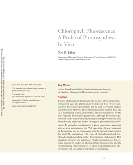 Chlorophyll Fluorescence: a Probe of Photosynthesis in Vivo