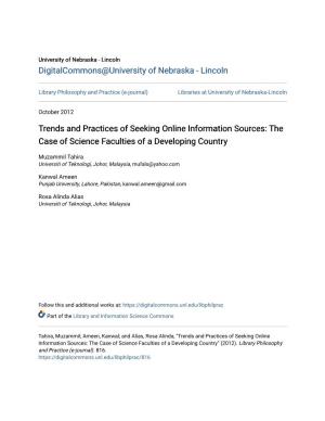 Trends and Practices of Seeking Online Information Sources: the Case of Science Faculties of a Developing Country