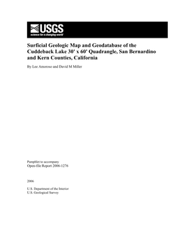 Surficial Geologic Map and Geodatabase of the Cuddeback Lake 30' X 60' Quadrangle, San Bernardino and Kern Counties, California