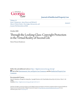 Copyright Protection in the Virtual Reality of Second Life Harris Weems Henderson