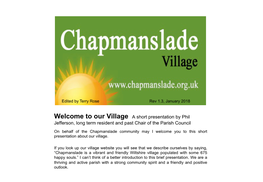 Welcome to Our Village a Short Presentation by Phil Jefferson, Long Term Resident and Past Chair of the Parish Council