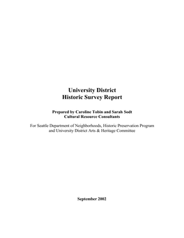 University District Historic Survey Report