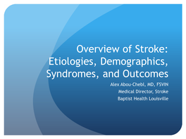 Overview of Stroke: Etiologies, Demographics, Syndromes, And