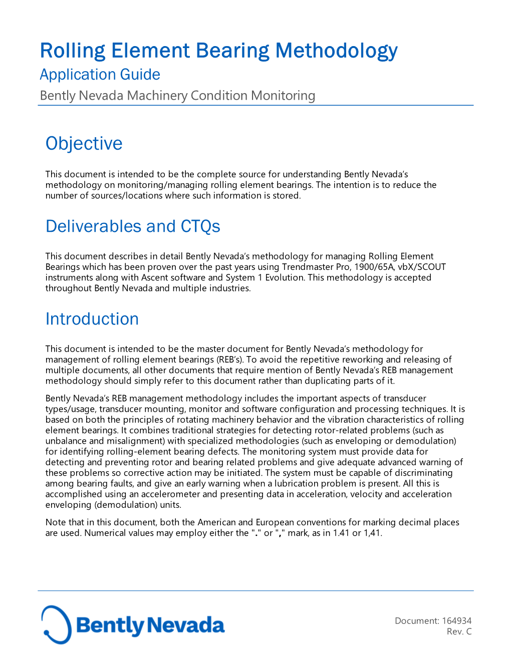 Rolling Element Bearing Methodology Application Guide Bently Nevada Machinery Condition Monitoring