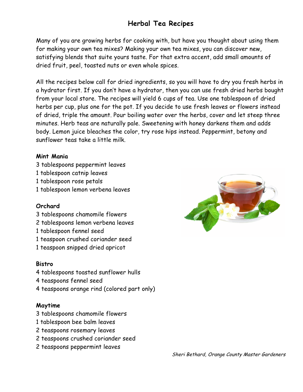 Herbal Tea Recipes