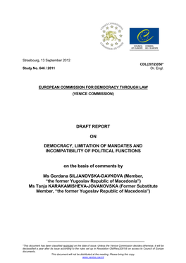 Draft Report on Democracy, Limitation of Mandates And