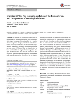 Warning Sines: Alu Elements, Evolution of the Human Brain, and the Spectrum of Neurological Disease