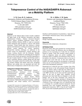 Telepresence Control of the NASA/DARPA Robonaut on a Mobility Platform