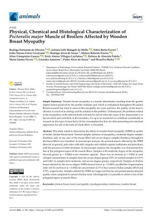 Physical, Chemical and Histological Characterization of Pectoralis Major Muscle of Broilers Affected by Wooden Breast Myopathy