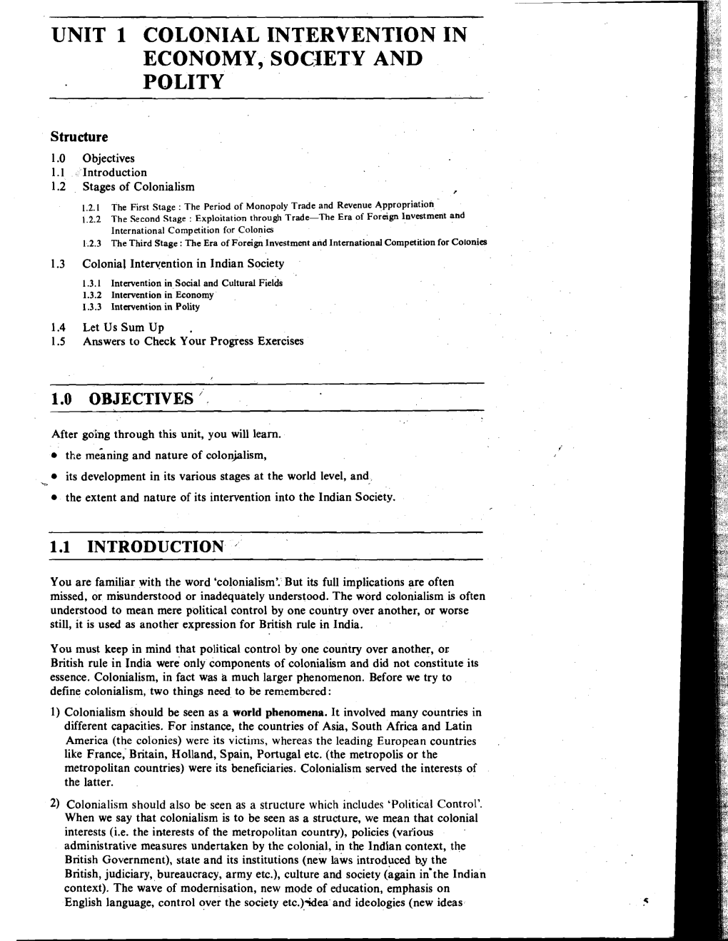 Unit 1 Colonial Intervention in Economy, Society and Polity