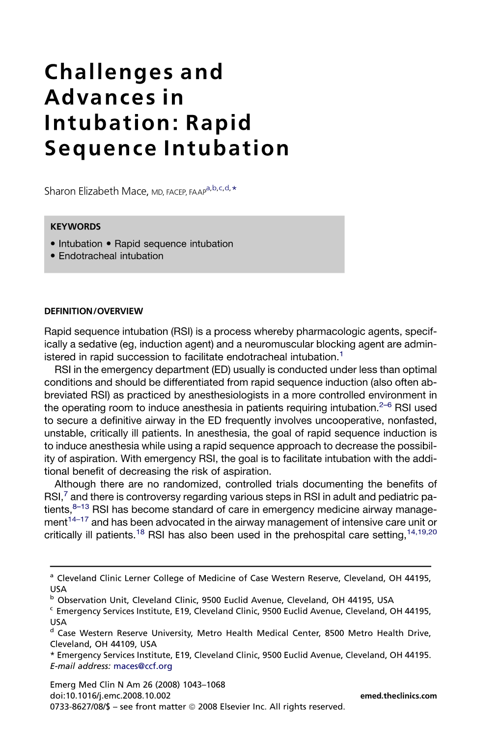 Rapid Sequence Intubation