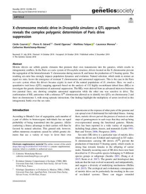 X-Chromosome Meiotic Drive in Drosophila Simulans: a QTL Approach Reveals the Complex Polygenic Determinism of Paris Drive Suppression