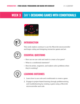 Week 3 Day 1: Designing Games with Conditionals