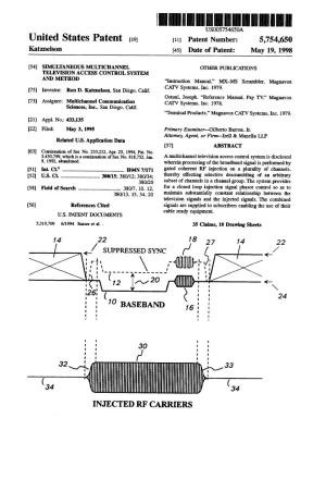 United States Patent (19) 11 Patent Number: 5,754,650 Katznelson 45 Date of Patent: May 19, 1998