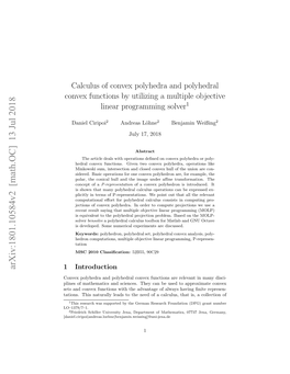 Calculus of Convex Polyhedra and Polyhedral Convex Functions by Utilizing a Multiple Objective Linear Programming Solver1
