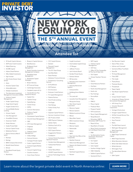 Private Debt Investor New York Forum 2018 Attendee List