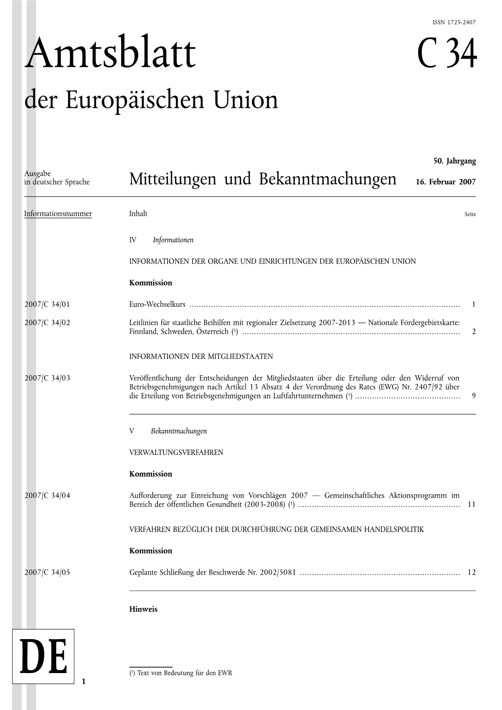 Amtsblatt C 34 Der Europäischen Union