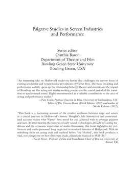 Palgrave Studies in Screen Industries and Performance