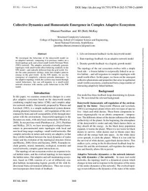 Collective Dynamics and Homeostatic Emergence in Complex Adaptive Ecosystem