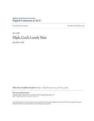 Elijah, God's Lonely Man John Allen Chalk
