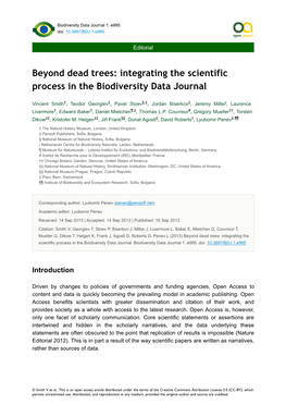 Integrating the Scientific Process in the Biodiversity Data Journal