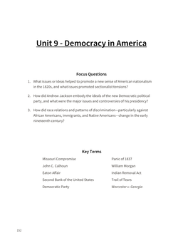 Unit 9 - Democracy in America