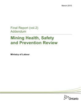 (Vol.2) Addendum – Mining Health, Safety and Prevention Review