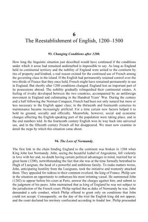 6 the Reestablishment of English, 1200–1500