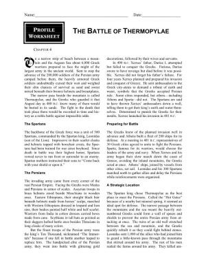 The Battle of Thermopylae Worksheet