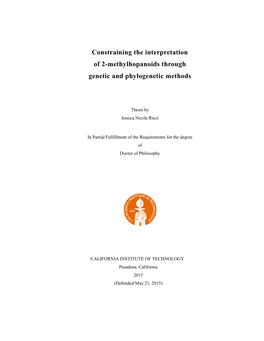 Constraining the Interpretation of 2-Methylhopanoids Through Genetic and Phylogenetic Methods