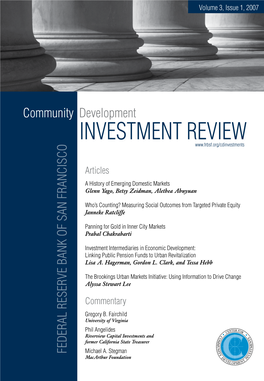 Community Development Investment Review, Volume 3, Issue 1, 2007