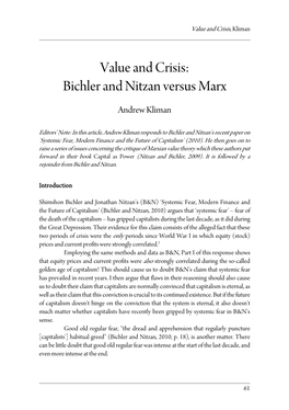 Bichler and Nitzan Versus Marx