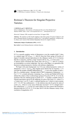 Roitman's Theorem for Singular Projective Varieties